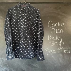 Cactus Man Ricky Singh Slim Fit Mens Medium Navy Zebra Shirt